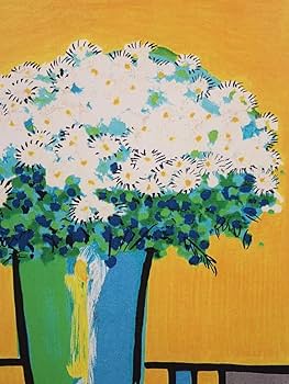 Amazon.co.jp: 門間攝子 リトグラフ「黄色の背景の花束」画寸